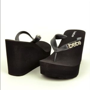 Bebe wedge flip flops